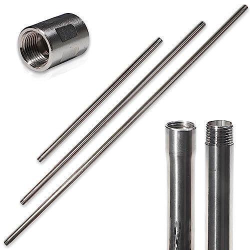 Edelstahlrohr 1/2 Zoll | Gewinde: IG/AG - 50 CM | Gewinderohr Wasserrohr Rohrnippel Gewindefitting Rohrdoppelnippel V2A