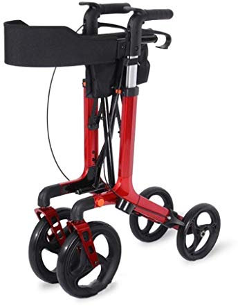 Déambulateur, déambulateur pliable tout terrain avec suspensions, déambulateur rouge à 4 roues avec panier, marcheur de chariot à panier principal pour personnes âgées It's so kind of you