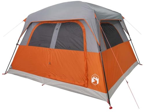 vidaXL Tienda de Campaña Familiar para 6 Personas Impermeable, Toldo Portátil de Senderismo, Refugio de Camping, Carpa de Exterior, Naranja