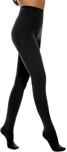 Citystl Opaque Black Tights for Women, 80D Solid Color Soft Tights, Control Top Microfiber Pantyhose for women(Black-L/XL)
