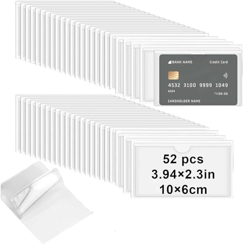 ZHYUAN 52 Pezzi 10 x 6 cm Porta Etichette Autoadesive,Tasche autoadesive per carte di credito,Trasparente Autoadesivo Supporto,Autoadesive per biglietti da visita,Per Supermercati,Armadietti,Scaffali