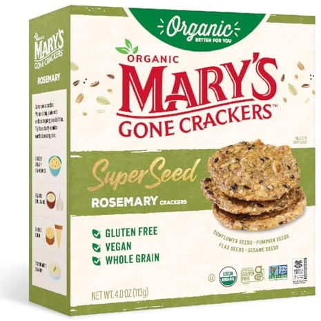 Mary's Gone Crackers Super Seed Crackers, Rosemary, 4 Ounce (Pack of 1), Organic Plant Based Protein, Gluten Free