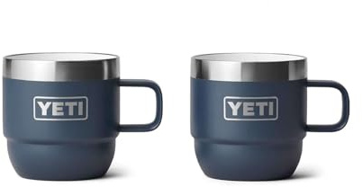 YETI Rambler Espresso Mug, Vacuum Insulated Stainless Steel Stackable Mug, Navy, 2 Pack 6 oz (177 ml)