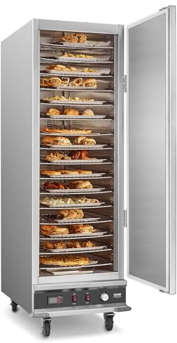 VEVOR Calentador de Alimentos Tipo Caja Caliente, 16 Niveles con Bandeja de Agua, Puerta Única y Estantes Ajustables, de Acero Inoxidable, Ideal para Almacenar Pizza, Pollo, Restaurante, 1800 W