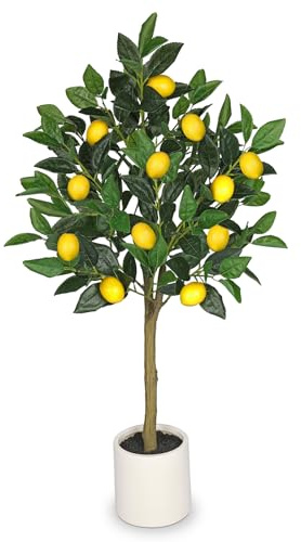 Oairse konstgjorda växter stor citronträd 90 cm konstgjord växt konstgjord blomma inredning konst växt som äkta i kruka för bordsdekoration, kontor, badrum, sovrum, vardagsrum