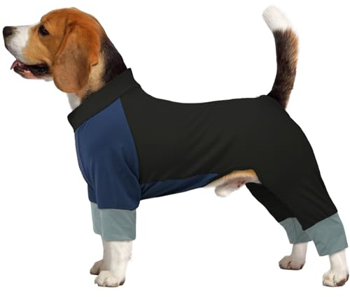 Lightweight Dog Onesie for Summer, Cool Breathable Four-Leg Pollen Protection Suit, UV Sun Protection & Mud Dirt Proof Suit, Protective Full Body Clothing for Medium Large Dogs, Black M