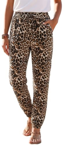 YUTILA Pantalon d'été long pour femme - Léger et aéré - Taille haute - Pantalon de loisirs décontracté - Pantalon de plage avec cordon de serrage et poches