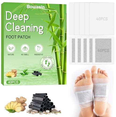 Detox Foot Patches 40 Pcs Detox Foot Pad Foot Detox Pads to Remove Toxins Deep Cleansing, Foot Patches Detox Foot Pads for Stress Relief & Deep Sleep, 100% Natural