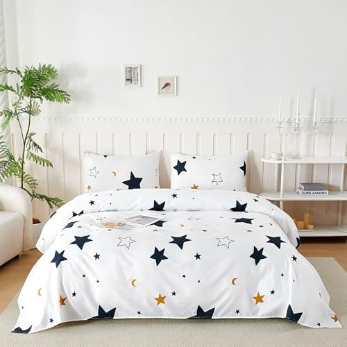 Juego de Sábanas 3 Piezas 90x190/200 cm, Sabanas Cama 90 Microfibra Cepillada Impresión,Sábanas Bajera Ajustable, Sabana Encimera Cama y 1 Funda de Almohada 50x80, Noche Estrellada