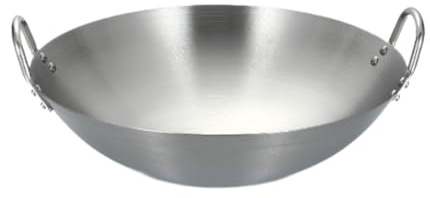 Wok - Sartén de acero inoxidable plateado con fondo plano para freír al vapor, inducción eléctrica, diámetro de 24 cm