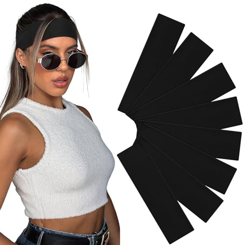 AWUMBUK Bandeau Cheveux Femme Homme, Bandeaux Mode pour Femmes Antidérapant Headband Running Sport Yoga Élastique Unisexe Accessoire Cheveux 8 PCS