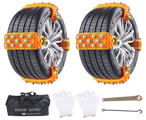 Cadenas De Nieve,Instalación En 5 Segundos Tracción Antideslizante - Compatibles Con Ruedas De 165-265mm Para Coche | Para Invierno Nieve Barro Hielo Viaje Seguro Cortacésped SUV Remolque