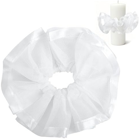 Ghirlanda Antigoccia Organza, Protezione Antigoccia per Candele di Comunione, Decorazione Candela Battesimo Raccogligocce per Candele in Tulle, Candela Antigoccia per Battesimo Comunione Matrimonio