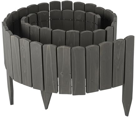 Relaxdays Flexibelt trädgårdsstaket 200 cm, synlig höjd 20 cm, för spikar i trä och gräs, mörkgrå