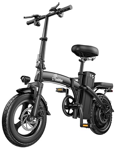 LOOKRUN Bicicleta eléctrica Plegable G11, batería 48 V 13 Ah, neumático 14'*2.1', Velocidad 25 km/h y autonomía 45-80 km, IP65 Impermeable