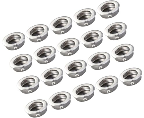 SUPVOX 20 Tiradores de Acero Inoxidable Plata, Planos y Redondos de 35mm, Prácticos y Empotrables para Cajones y Puertas de Armarios