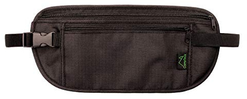 CampTeck U6680 RFID Faraday Signal Blocking Hidden Money Belt Travel Pouch Wallet for Cash, Passport, Debit & Credit Cards, Smartphone etc – Black