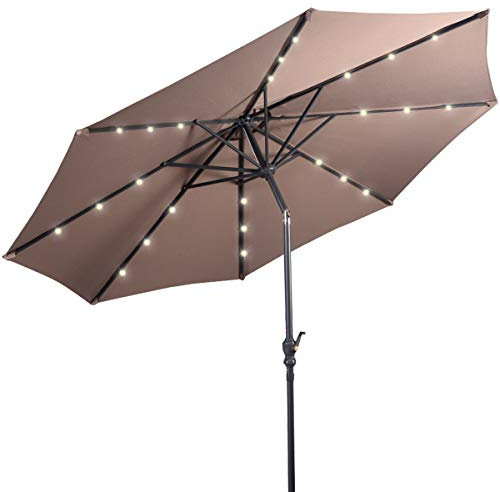 COSTWAY Parasol de Jardin Extérieur, Brun, 300 x 300 x 253 cm