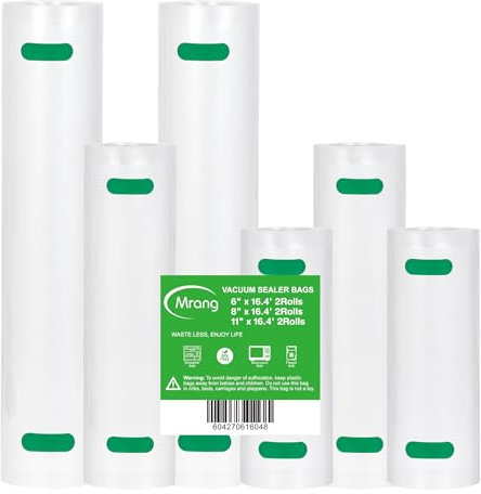 Vacuum Food Sealer Bags 15CMx5M 2Rolls+20CMx5M 2Rolls+28CMx5M 2Rolls Seal a Meal, Commercial Grade, BPA Free, Heavy Duty, Great for vac Storage, Meal Prep or Sous Vide