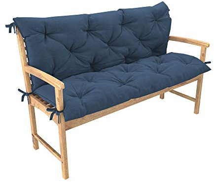chilly pilley Cuscino Trapuntato Per La Panca Per Lo Dondolo In Due Parti Cuscino Per Mobilli Da Giardino Con Schienale Con Lacci Ampia Scelta Delle Dimensioni E Di Colori (100x50x50, Blu)