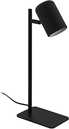 EGLO LED Tischlampe Ceppino, 1 flammige Schreibtischlampe minimalistisch, Tischleuchte aus Metall, Bürolampe in Schwarz, Lampe mit Schalter, GU10 Fassung