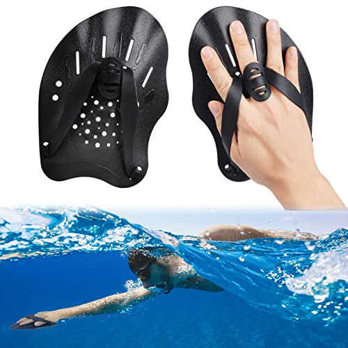 AMFUN Pagaia da Nuoto, Paddle da Nuoto con Cinghie Regolabili, Pagaia per Nuoto Mano, Accessori per l'allenamento della Forza, Attrezzi per Esercizi in Piscina Unisex per Adulti Bambini