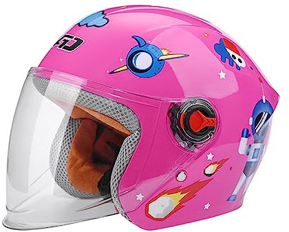 Motorrad-Halbhelm Für Kinder, Retro-Licht-Moped-Helm, Street-Scooter-Helm Für 3–10 Jahre Alte Jungen Und Mädchen A,55-58CM