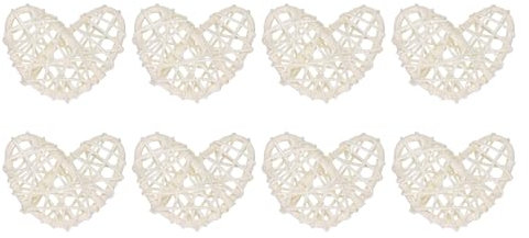 sourcing map 8Pcs Heart Shaped Rattan Ball Vase Filler Natural Rattan for Valentine's Day Decoration Wedding Home Decoration White 2 in