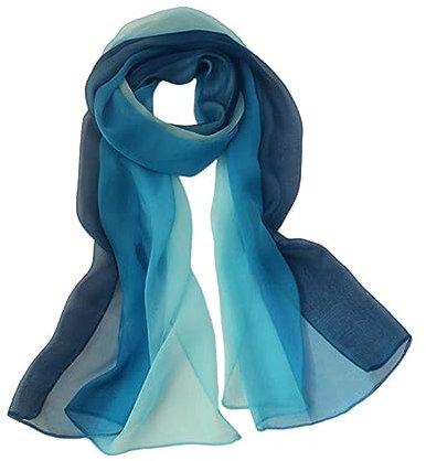 PARREN Seidentuch Sommer Ankunft Mode Chiffon Schals Gradient Farben Georgette Weibliche Seidenschals 50 * 160Cm-Blau