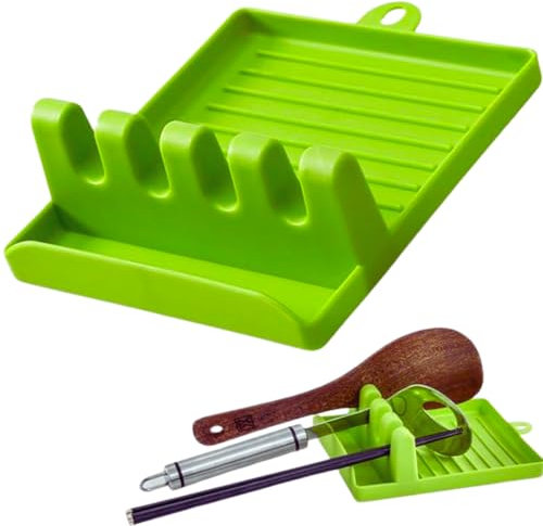 Appoggia Cucchiaio Mestolo Plastica Resistente Utile Lavabile Prtaico Utensile Casalingo Ristorante Mensa Campeggio Colore Verde Protegge Piano lavoro