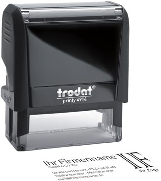 Trodat Firmenstempel mit Logo und Text – Printy 4914 Personalisierter Stempel inklusive Grafik und Wunschtext, Selbstfärbend, Abdruck 64 x 26 mm