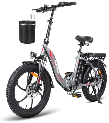 Fafrees F20 E-cykel hopfällbar cykel 20 tums elcykel för män och kvinnor, 250 W motor och med 36 V 16 AH avtagbart batteri City Bike Shimano 7S E-mountainbike 50 x 3,0 fattire