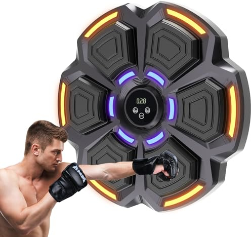 snawowo Music Boxing Machine Adulti - 9 modalità di velocità Macchina da Box Musicale Pugile con Guanti da Boxe - LED Parete Tira Pugni con Musica - Bluetooth Boxe Allenamento per Casa