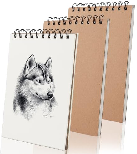 3pcs Cuadernos de Bocetos A5, 80 Páginas 40 Hojas 120gsm Bloc de Dibujo A5, Cuaderno de Dibujo DIY Libros de Visitas para Escribir Dibujo Adecuado para Lápiz Acuarela Dibujo Escritura Artistas