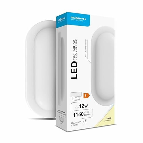 Modee Lampada da Parete LED impermeabile ovale 12W 1160lm 4000K IP65 Illuminazione Per Esterni e Interni - bianco