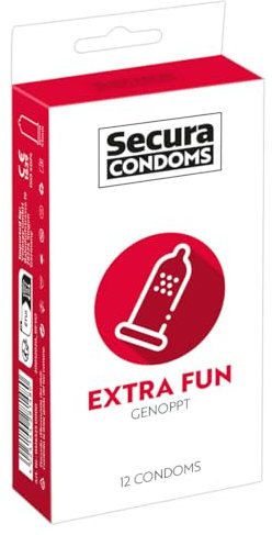 Secura Extra Fun 12er Kondome - 12 genoppte Präservative zur Verhütung ohne Hormone für Männer, mit Noppen zur erhöhten Stimulation