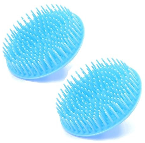 2 Pack Hair Scalp Massager Shampoo Brush Shower Head Scrubber Cleanser Massage Comb for Hair Growth Ease Dandruff Removal and Head Relaxation for Women and Men or Pets (Blue)