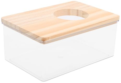 Alasum Bac à Sable Facile à Ranger en Acrylique Transparent Couvercle Troué pour Toilette Hamster et Petits Animaux Salle de Bain pour Animaux de Compagnie