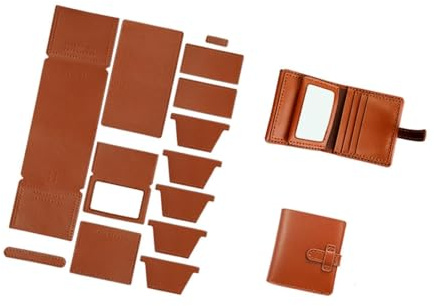 osiuujkw DIY Läderplånboksset Väsketillverkning Komplett kit Blandning av kul och kreativitet för hantverksälskare med material för herrväskor Herrväskor Material för vuxna, Brun, 9.5x1.8x11 cm