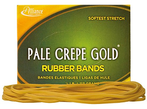 Alliance Rubber 21409 Pale Crepe Gold Rubber Bands Size #117B, 1/4 lb Box Contains Approx. 75 Bands (7 x 1/8, Golden Crepe)