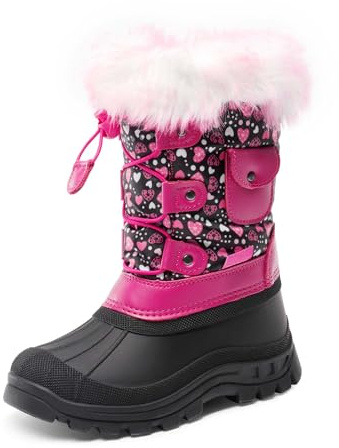 DREAM PAIRS Botas de nieve y calzado de invierno para niños.,Size 36,Negro/Rosa,KSNOW