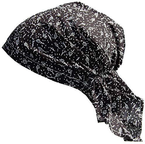 Cool4 Bandana d'été pour la plage, la mer, le soleil, le soleil, bonnet chimio, casquette A04, Noir, blanc discret, Medium