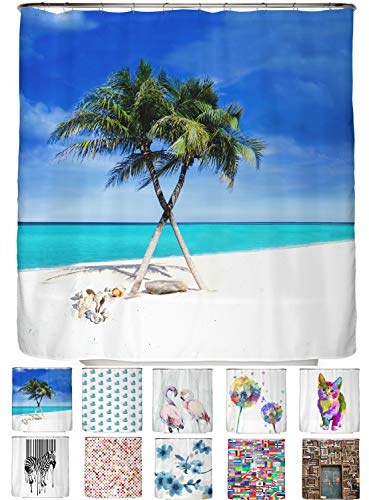 arteneur® - Strand - Anti-Schimmel Duschvorhang 180x180 - Recycelt mit Öko-Tex Standard 100 - Beschwerter Saum, Blickdicht, Wasserdicht, Waschbar, 12 Ringe & E-Book