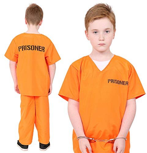 Fångdräkt för barn – unisex orange fängelsedräkt för pojkar och flickor – fängslad jumpsuit fängelsedräkt för halloween och fester