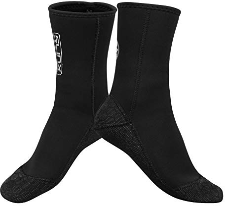 QKURT Calzini in Neoprene, Calze in Neoprene da 3 mm per Immersioni subacquee, Snorkeling e Sport Acquatici, Pinne Antiscivolo per Uomo