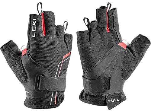 LEKI Nordic Breeze Shark Short Schwarz - Atmungsaktiver elastischer Nordic Kurzfinger-Handschuh, Größe 9 - Farbe Black -