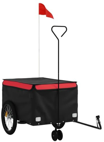 vidaXL Cykelvagn svart och röd 45 kg järn, cykel vagn, vagn för cykel, vagnar för cykeln, cykel vagnar, vagn för cykeln, vagn för cyklar