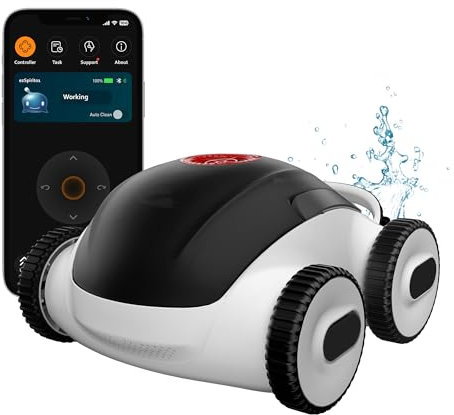 Higgsinno Cordless Robotic Pool Cleaner, Automatic Pool Vacuum with App, Lasts up to 240 Mins, Ultra-fine Dual Filter Ideal for Above/In-Ground Pools up to 1,076 Sq.ft