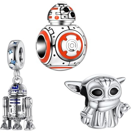 RMMY Movie Master Robot Dangle Charm Pendentif pour Bracelet Collier Fête des mères Cadeau pour les Femmes 925 Perles en Argent Sterling avec Zirconium Bijoux