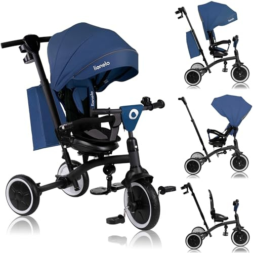 LIONELO Tris Plus 3-i-1 Trehjuling, Balanscykel och Barnvagn 9 Mån–5 År | Multifunktionell, 360° Vridbar Sits, Justerbart Ryggstöd, Stora PU-Hjul och Verktygsfri Montering, upp till 25 kg,